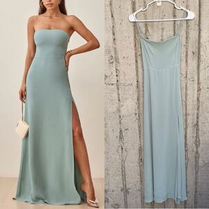Reformation Women's Ingrid Maxi Dress Celadon Prom Wedding Guest Clean Girl Sz 0